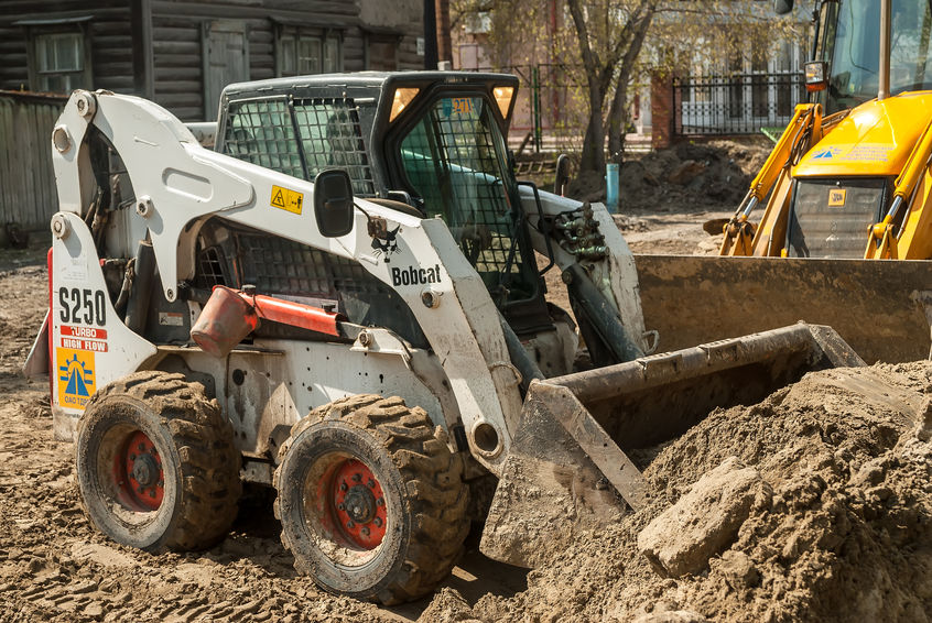 Close up of a bobcat or skid loader Close up of a bobcat or skid loader